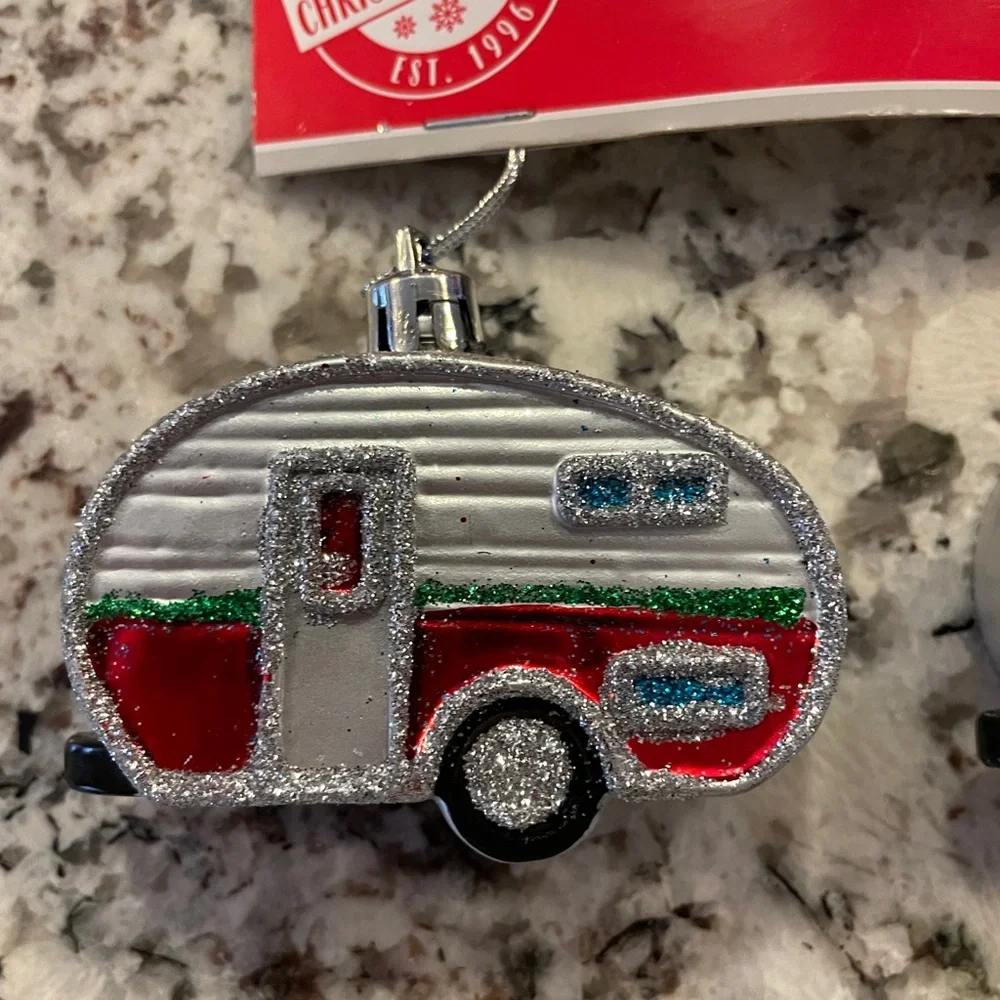Lot of 4 Retro Travel Trailer Canned Ham Glitter 3